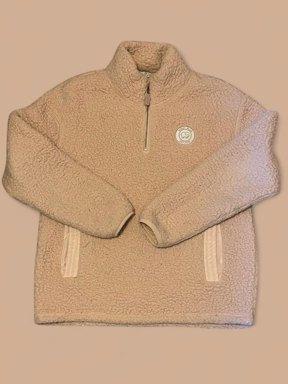 Ivory Ella Women's Sherpa Fleece 1/4 Zip Pullover Sweater Pink Size M